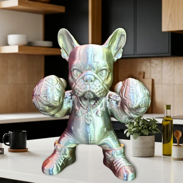 Bouledogue Français Boxe — Statue Street Art 3D