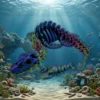 Plesiosaurus-bleu-vert-violet-4 Plesiosaurus articulé Fantasia 3D — vue 4